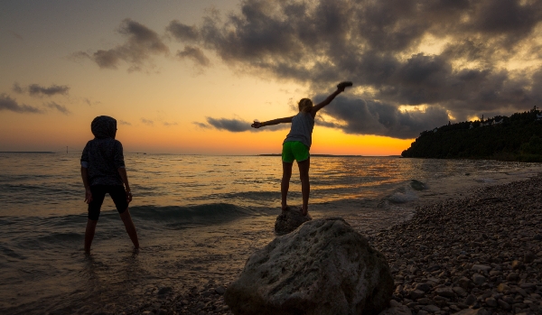 Skipping Rocks on Mackinaw Island, August 2019